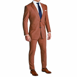 Athletic Fit Stretch Suit - Heathered Burnt Orange - State and