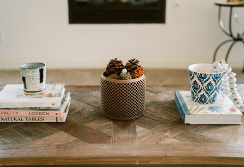 Modern organic decor pot in brown.