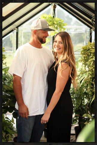 Woodland Pulse, an online retailer of unique flower pots, modernist vase designs, vases for pampas grass, and modern vases, showcasing a photo of the owners of The Plant Bar Co.