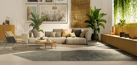 Biophilic interior design living room.