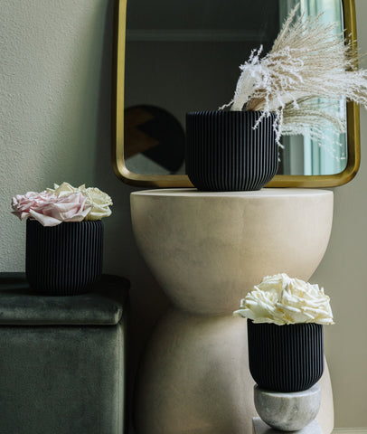 IONIC black modern planter pots by Woodland Pulse.