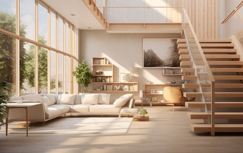 Modern organic interior design living room.