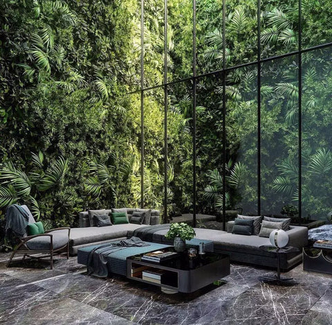 Biophilic interior designed outdoor patio space.