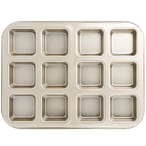 Brownie Pan 2 Pack Beasea Mini Square Muffin Pan Nonstick 12 Cavity Cupcake  P