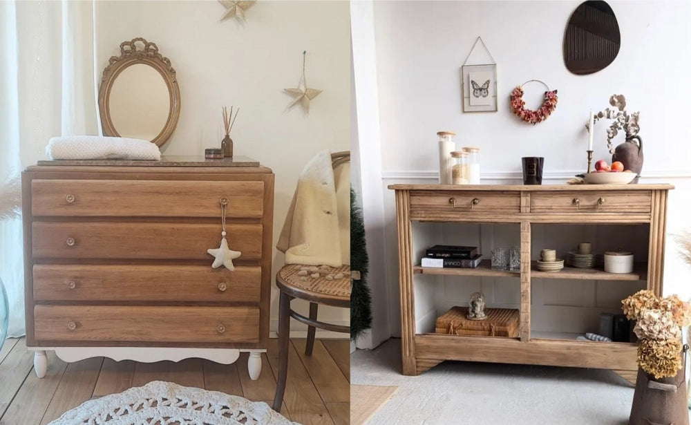 Meubles en bois brut vernis