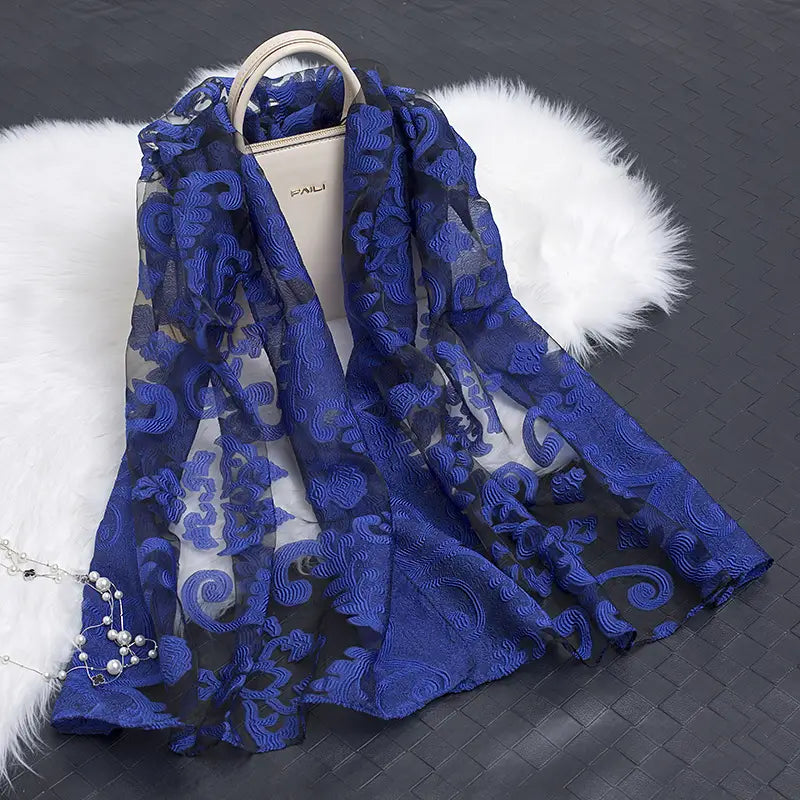 Floral Patterned Silk Scarf