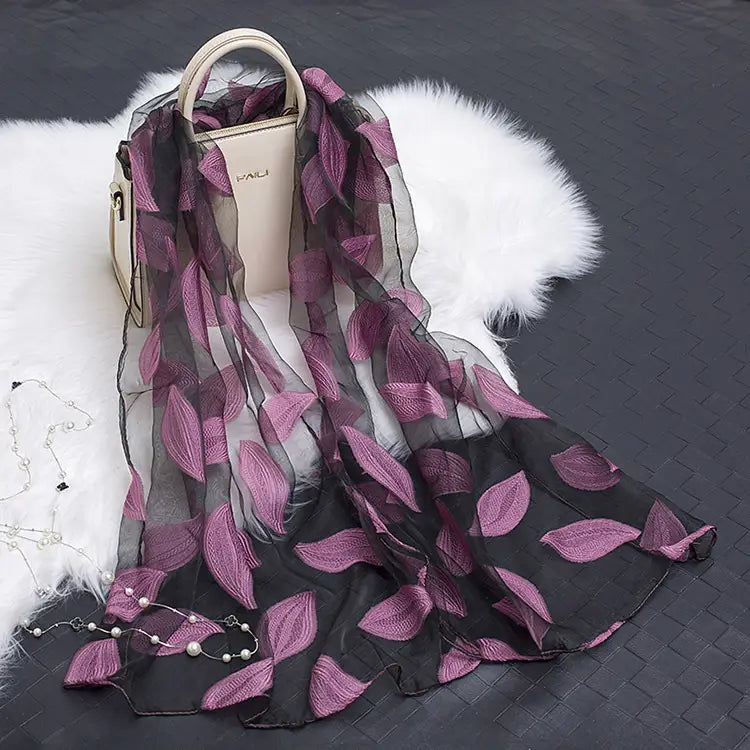 Floral Patterned Silk Scarf