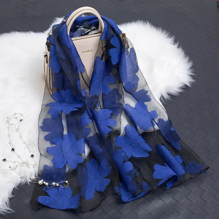 Floral Patterned Silk Scarf