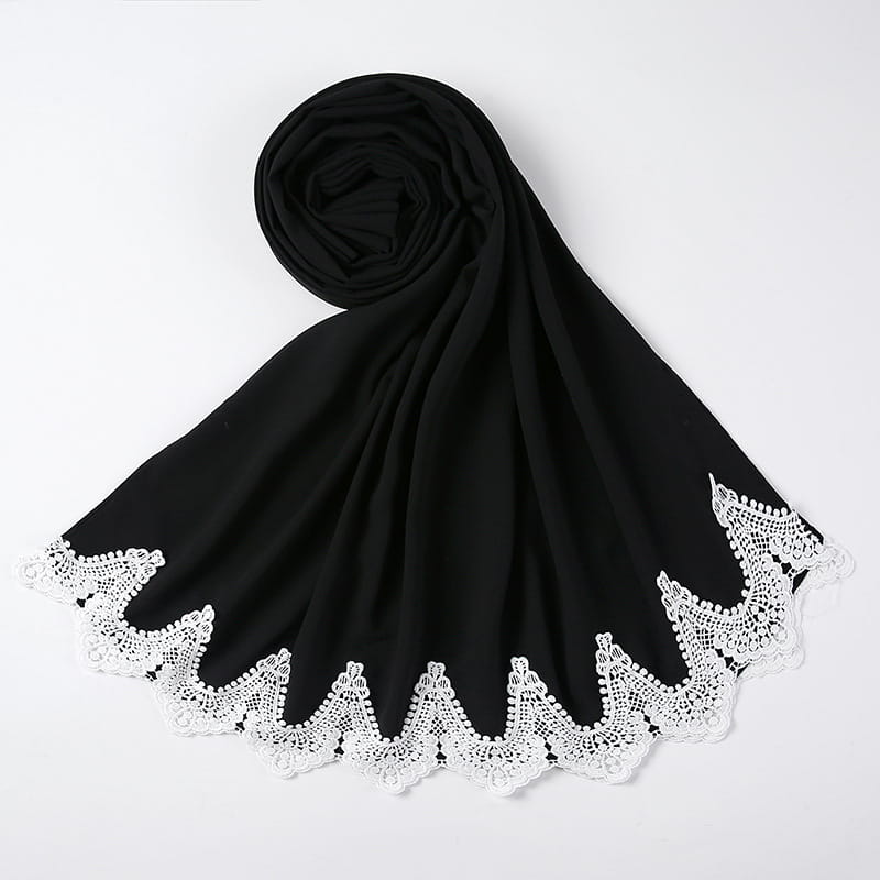 Malaysian Pearl Chiffon Scarf Stitching Lace Scarf