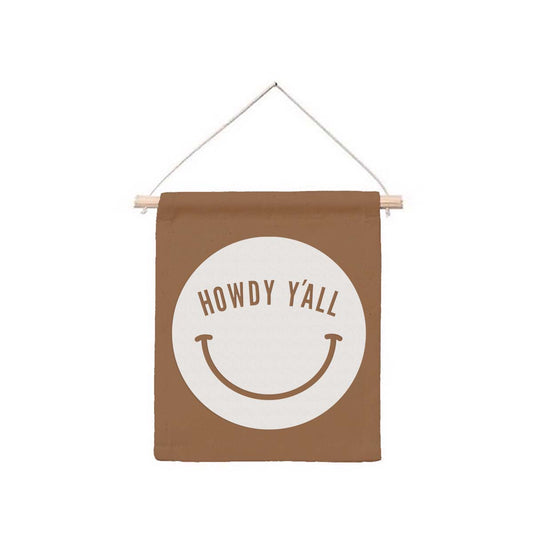 Howdy Cursive Small Canvas Flag – Frankie Jean