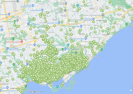 Toronto signatories mapped by postal code