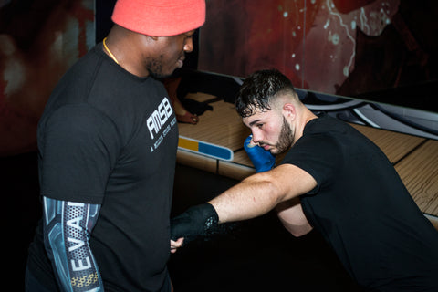 A photo of Barry Robinson training how to punch harder and faster for world level boxing