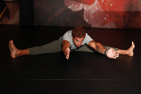 A photo of Cameron demonstrating how to kick higher through flexibility for Martial Arts Stretches