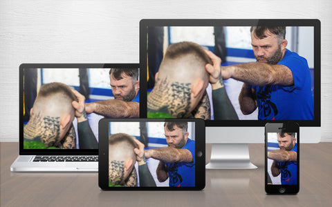 A graphic image of James Doolan demonstrating mma drills for elite level fighters and chaining attacks