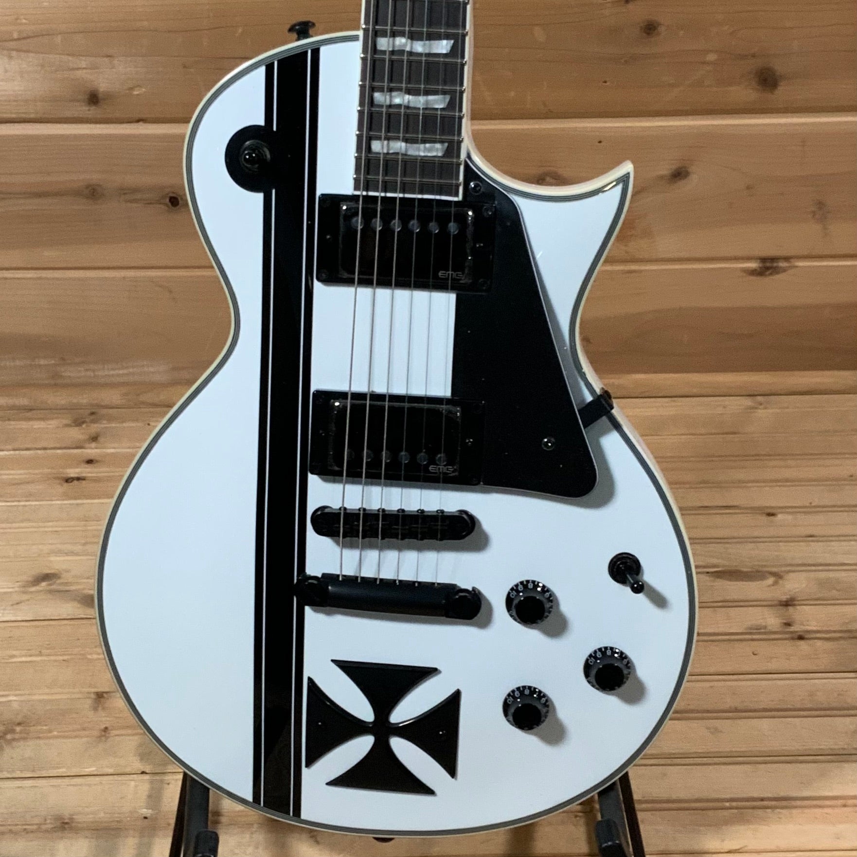 Esp Ltd James Hetfield Signature Iron Cross Electric Guitar Snow Whi Huber Breese Music