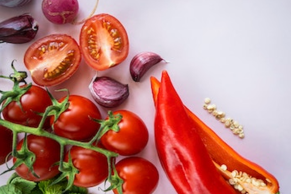 fresh vegetables and tomatoes