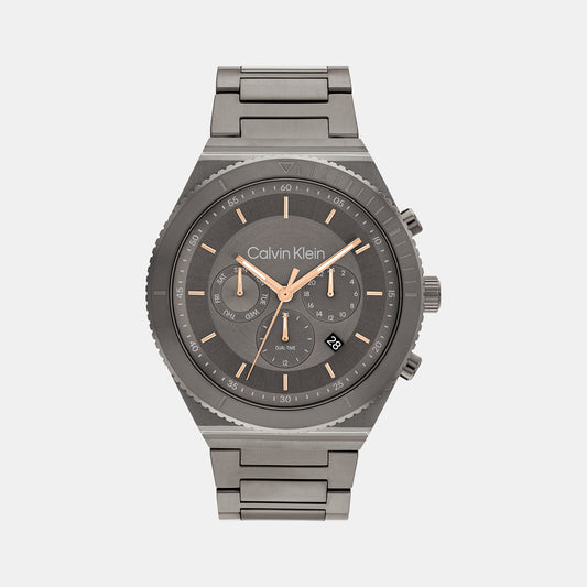 Steel Grey Watch – Male In 25200264 Just Chronograph Time Stainless