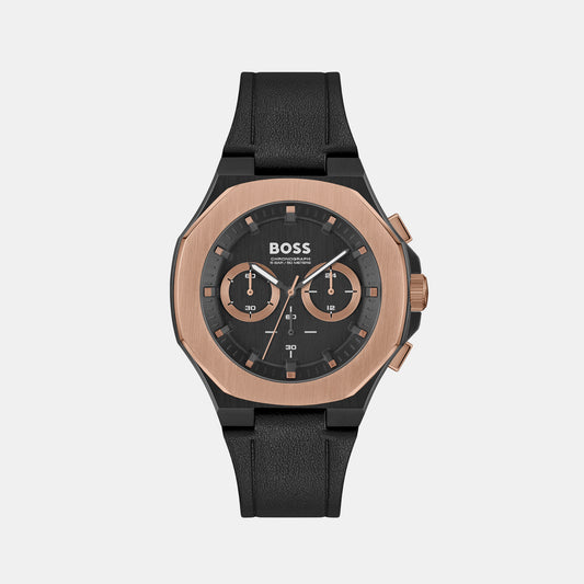 Gregor Male Black 1514049 Watch In Time Chronograph – Just Leather