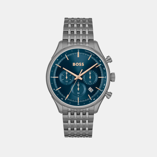 Center Court Watch Stainless Blue In Just Time Male Steel – 1514026 Chronograph