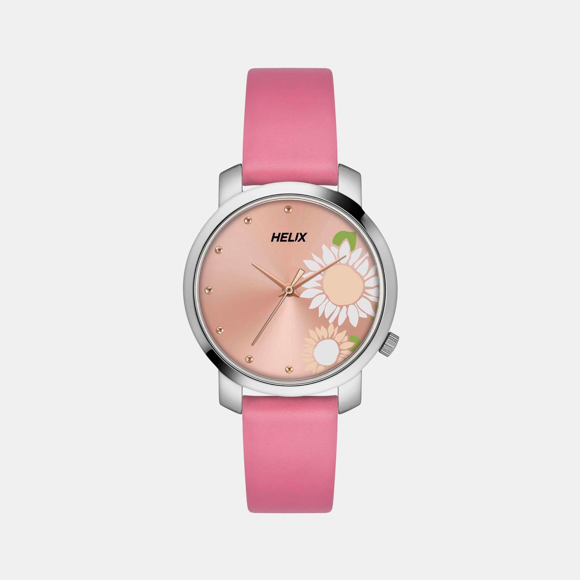 Buy CRAB Ladies_832 Fancy & Rich Look Baby Pink Dial- Leather Strap Watch  (Rose Gold) at Amazon.in