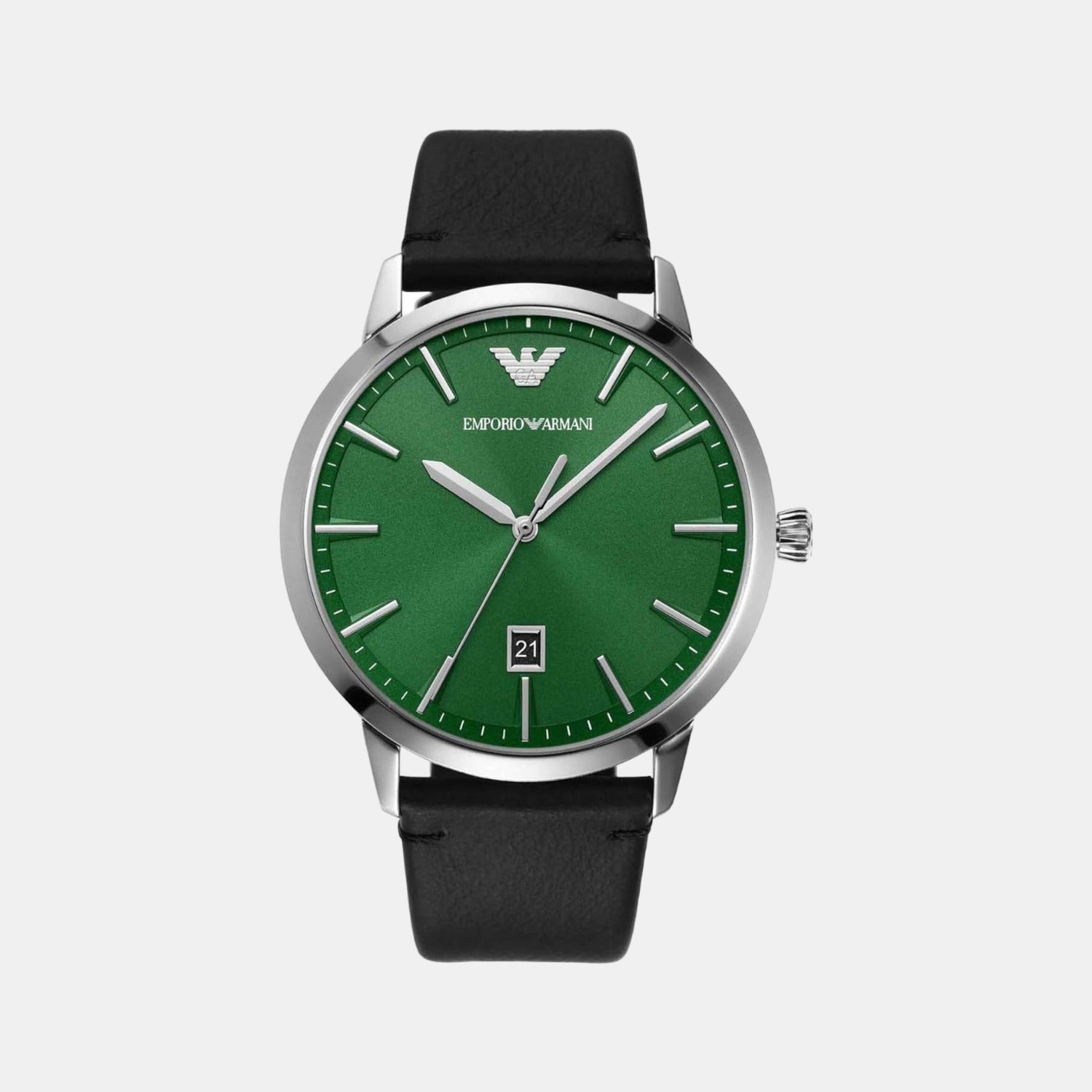 Emporio Armani Male Analog Leather Solar Watch | Emporio Armani