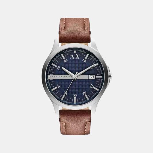 Male Analog Leather Watch AX2526 – Just In Time