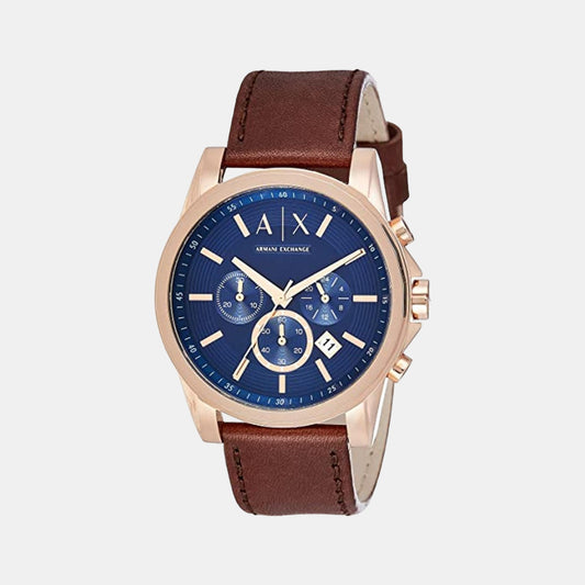 Male Blue Chronograph Leather Watch In – Time Just AR11563