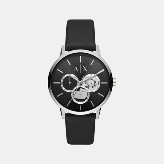 Male Analog Leather Watch AX2526 – Just In Time