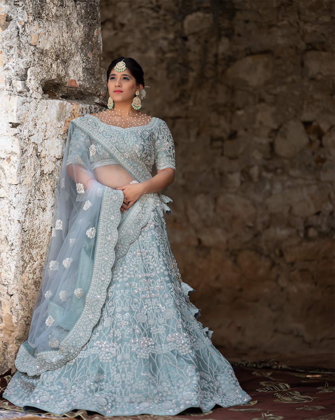 Ocean Blue Lehenga With Magenta Choli And Embroidery Work | Latest Kurti  Designs