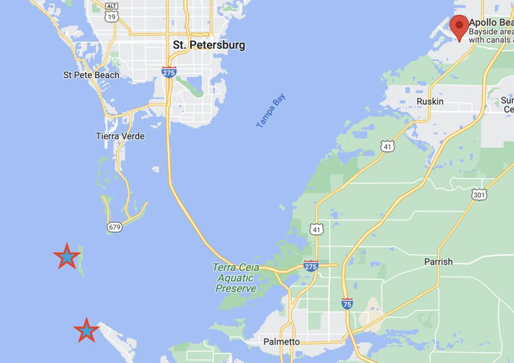 Egmont Key and Santa Maria Island are about 26 miles from the Salch dock.