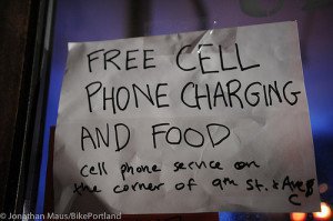 free cell phone charging and food