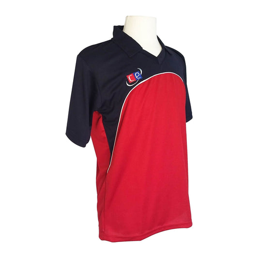Red And Navy Blue Half Sleeve Cricket Jersey Set