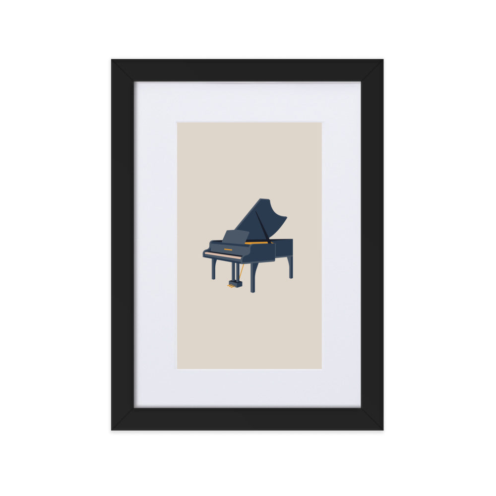 Simple Piano Paper Framed Poster With Mat