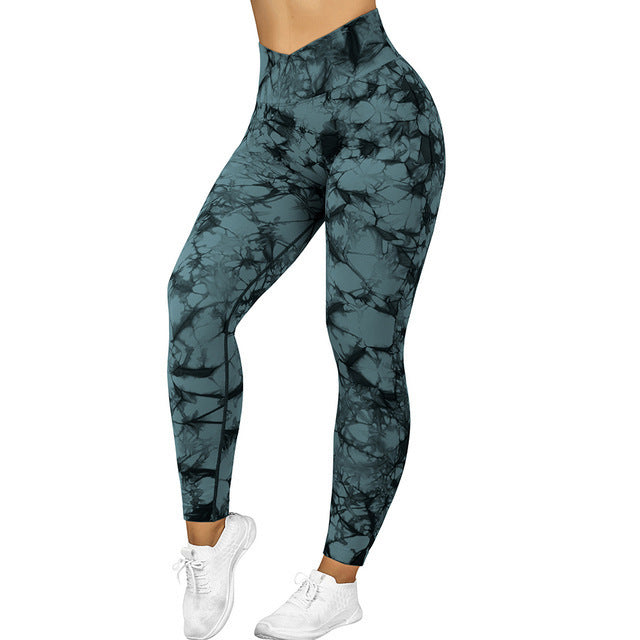 Seamless Tie Dye Leggings Women Yoga Pants Push Up Sport Fitness Running Gym Leggings - Aayat Mart