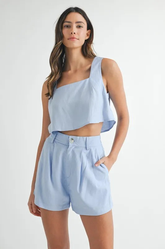 MABLE Sleeveless Crop Top and Shorts Set