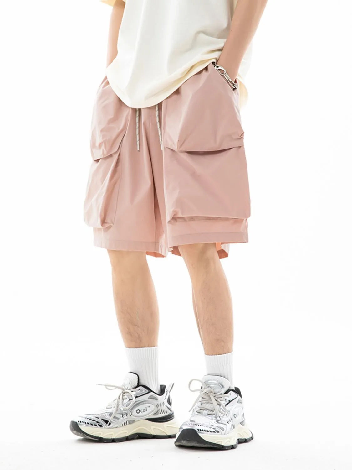 Men's Plus Size Drawstring Pocketed Shorts