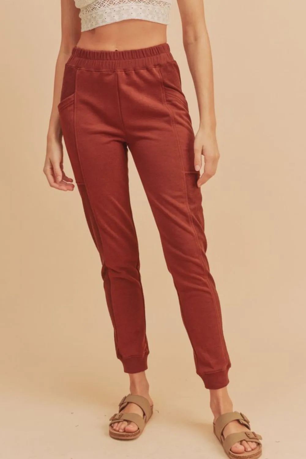 Aemi + Co Elastic Waist Joggers with Pockets