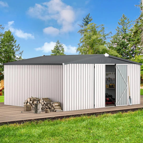 YODOLLA 14x12 Metal Storage Shed Outdoor Shed