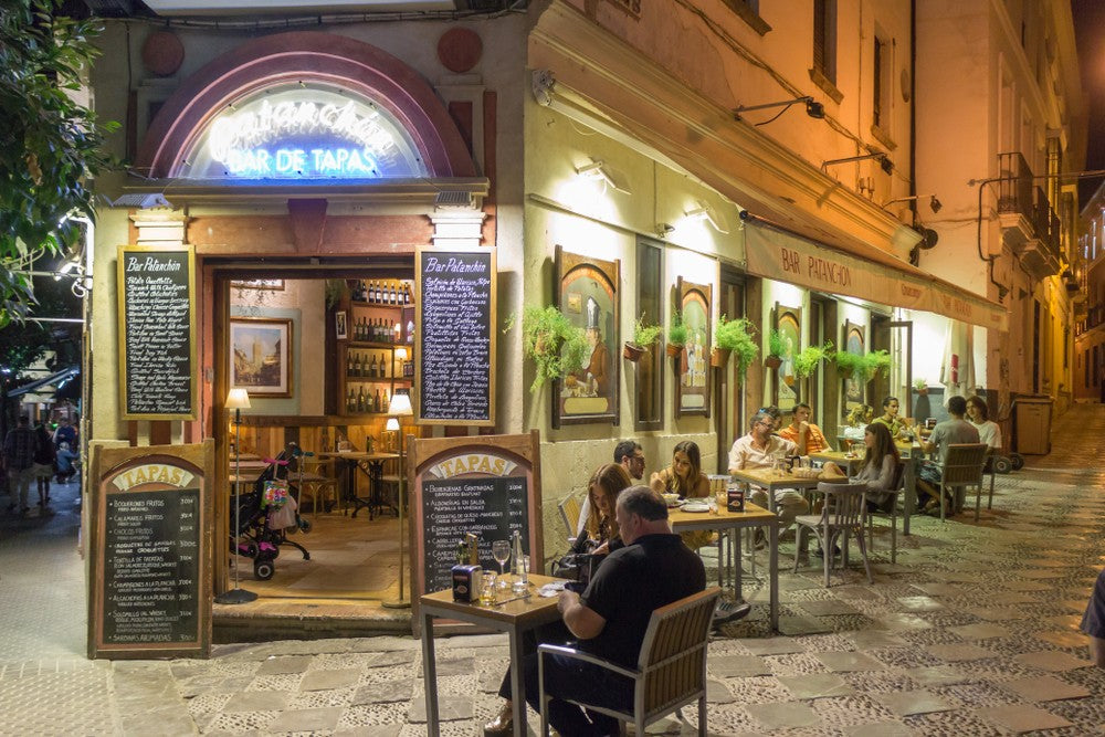 outdoor cafe at night in spain