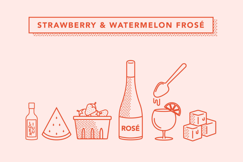 Strawberry and watermelon frosé recipe graphic