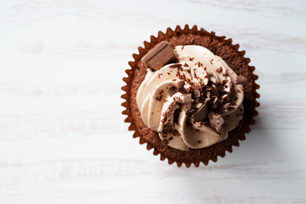 Chocolate cupcake with white frosting