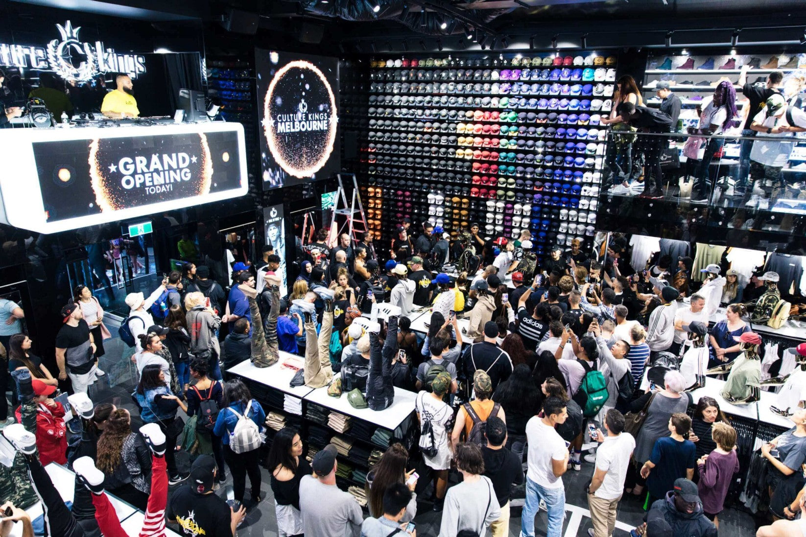 A rush of shoppers gathered inside the grand opening of the Culture Kings store in Melbourne.