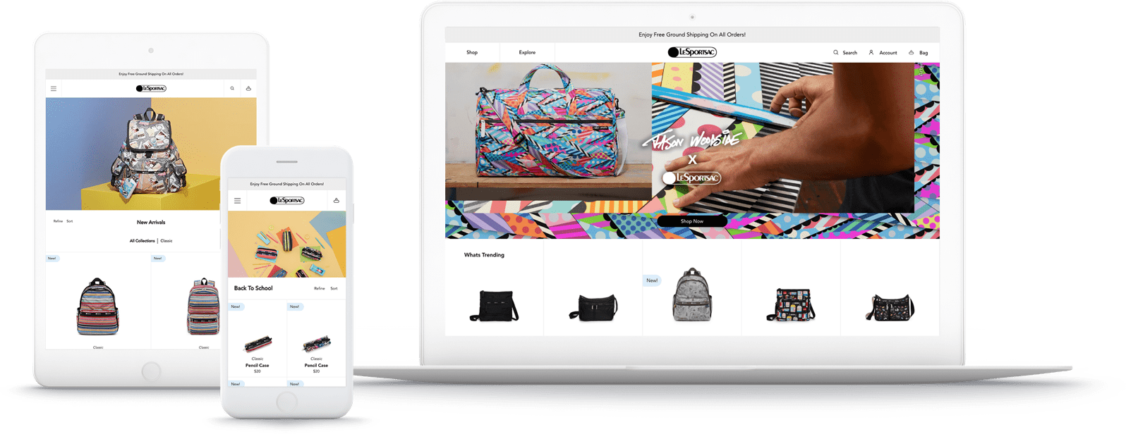 LeSportsac’s responsive online store on Shopify Plus