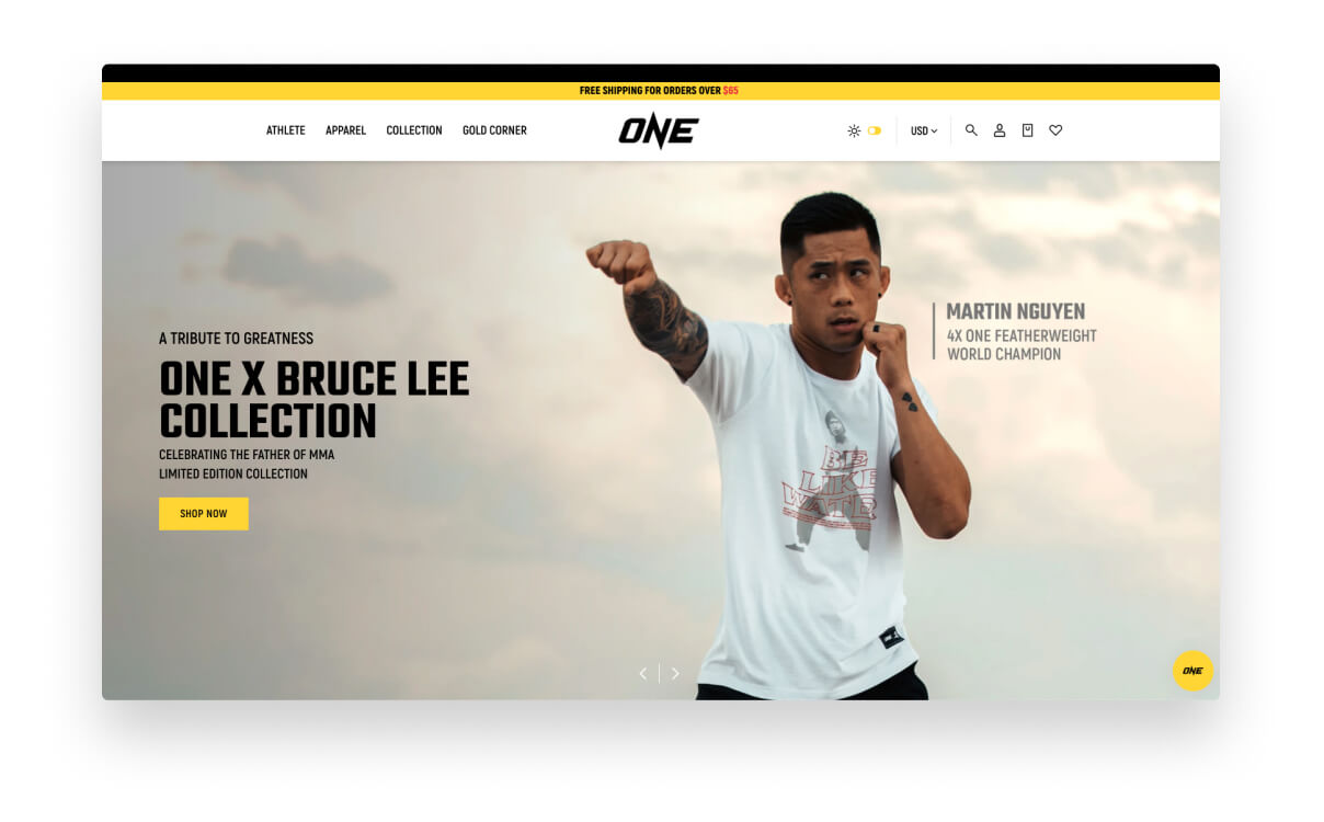 ONE Championship's desktop website
