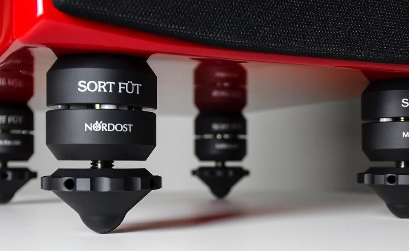 Close up of adjustable feet on a speaker