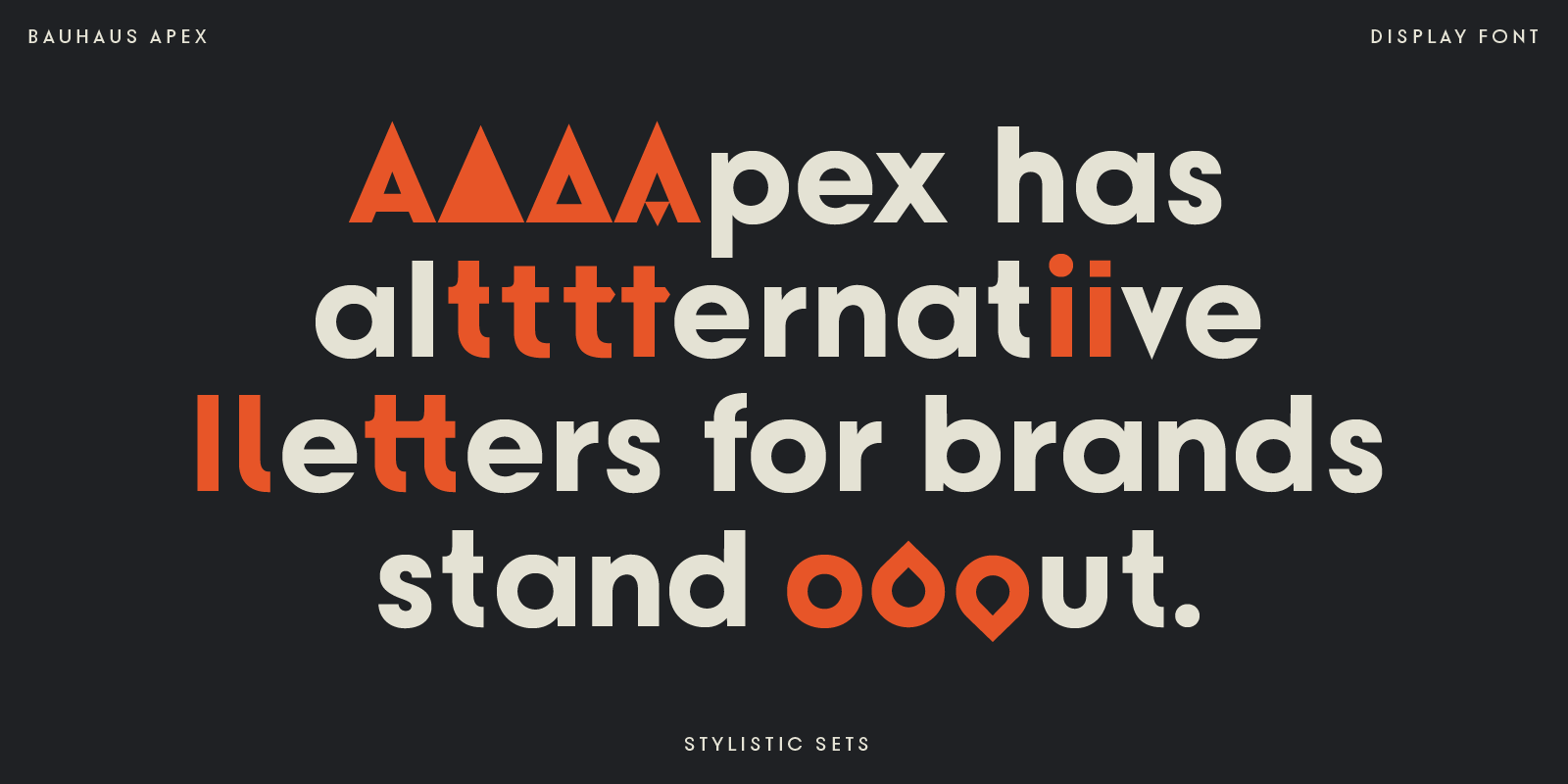 Apex font with alternate letter designs (stylistic sets)