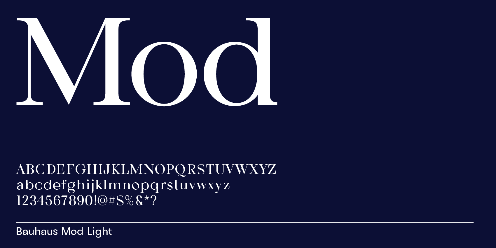 Bauhaus Mod, modern serif font with open forms