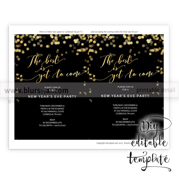 Printable New Year's Eve party invitation template for ...