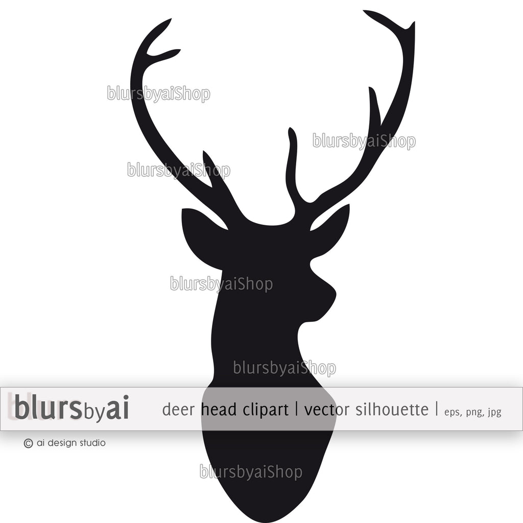 Download Vector deer head silhouette clipart - blursbyai