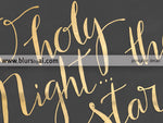 O holy night lyrics printable Christmas decor, in chalkboard and gold modern calligraphy